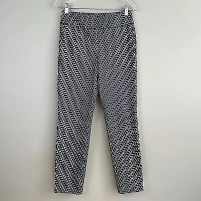 Tribal Womens Pull On Stretch Pants Sz 6 Navy White Gray Weave Print Dress Pants • $15.20