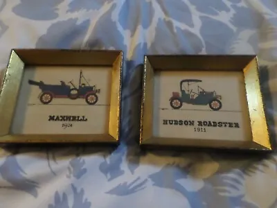 $5 • Buy 2 Shadowbox Small Wood Frame 1911 Hudson Roadster Picture 1904 MAXWELL CARS OLD