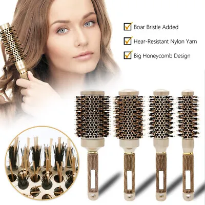 Hair Brush Nano Thermal Ceramic Ionic Round Comb Styling Hairdressing Brush • £10.85
