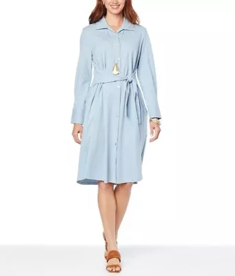 £20 • Buy WynneLayers Button Front Midi Shirt Dress With Tie Belt, Faded Blue, New, Size S