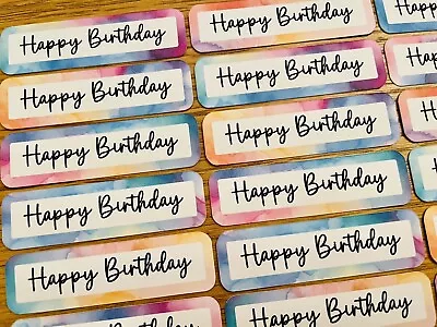 15x Happy Birthday Card Toppers Sentiments Banners Watercolour Card Making • £2.79