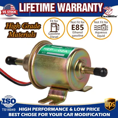 Inline Fuel Pump 12v Electric Transfer Low Pressure Gas Diesel Fuel Pump HEP-02A • $14.69