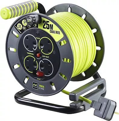 Masterplug Pro-XT Four Socket Open Cable Reel Extension Lead With 25 M Green  • £43.25