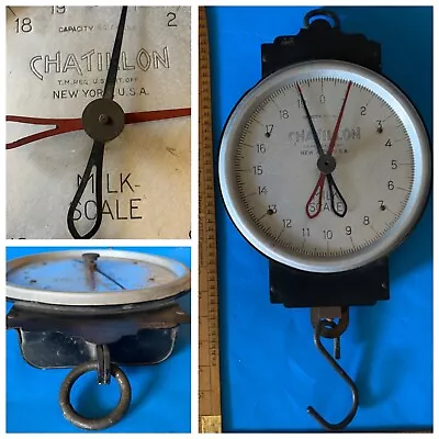 Vintage Chatillon Country Store Metal Hanging Milk Scale Capacity 60 Lbs USA • $67.12