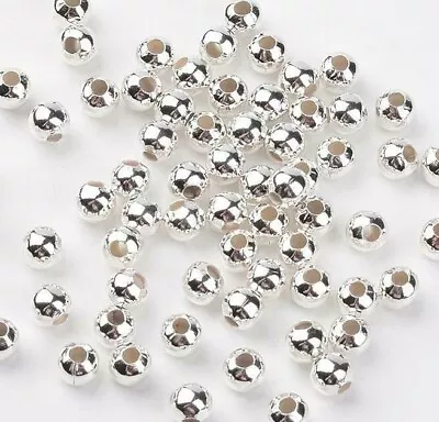 Silver Spacer Beads Small Round Smooth Ideal For Wish Bracelets 3mm Diameter • £2.50