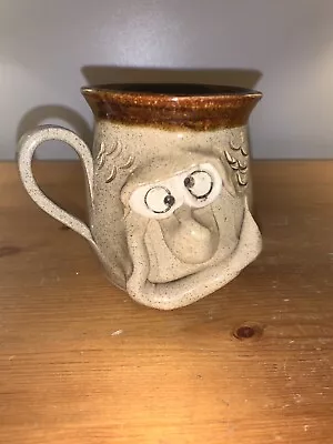 Pretty Ugly Mug Pottery Mug Wales 1/3 Pint Decorative Beige VGC 3.5 In’s 1980’s • £7.50