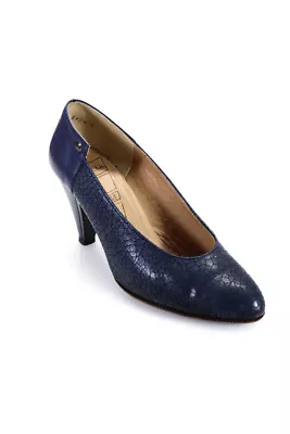 Seducta Womens Vintage Leather High Heel Pumps Navy Blue Size 5.5 • $2.99