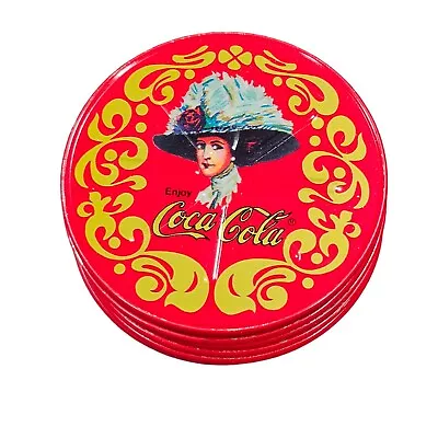 Coca Cola Coasters Set Of 6 Red Yellow Vintage • $15.76