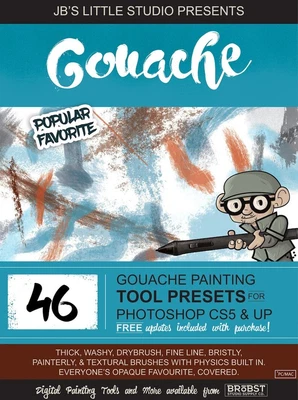 $4 • Buy Gouache Brushes Tool Presets For Photoshop CS5 + (CC) Digital Painting