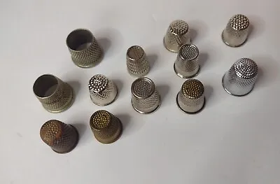 12 Assorted Metal Thimbles Germany England Spain Taiwan China Basket Accessories • $17.91