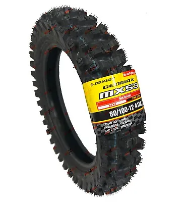 Dunlop 80/100-12 Tire MX53 Geomax Motorcycle Rear 80-100-12 KX 65 KLX  45236400 • $59.97