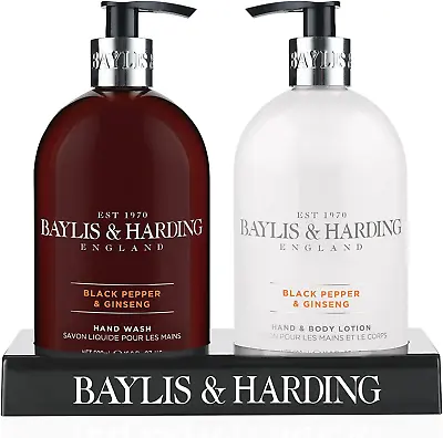£12.66 • Buy Baylis & Harding Black Pepper And Ginseng Hand Wash And Lotion Set - Vegan
