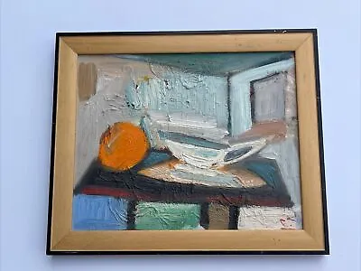 Christopher Naylor Painting Vintage Abstract Cubist Still Life Tea Pot W Orange • $1000