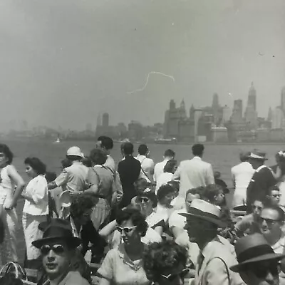 Vintage Black And White Photo Tourists People New York City Ocean Snapshot • $6.69