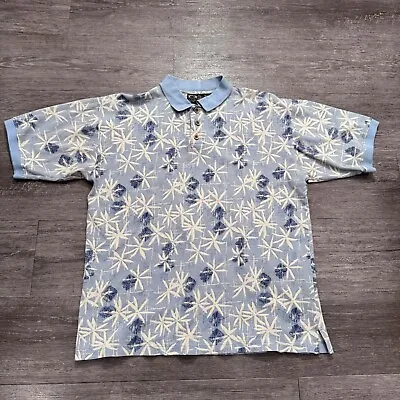 OCEAN PACIFIC OP Polo Shirt Adult Large Floral Vintage Palm Print Casual Outdoor • $17.33