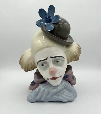 Lladro Clown Head Bowler Hat Pensive Jester Figurine Bust Retired #5130 Rare • $147