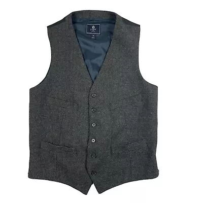 J.Crew Gray Herringbone Pure Wool Mens Waistcoat Size Medium • $49.99