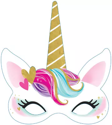 Unicorn Hearts Party Masks - 8 Pack • $2.50