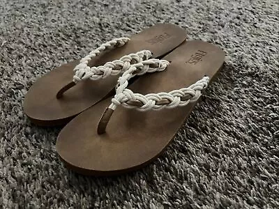 Flojos Women’s Maren Braided Rope Sandals | Ivory/Tan | Size 8 • $19.99