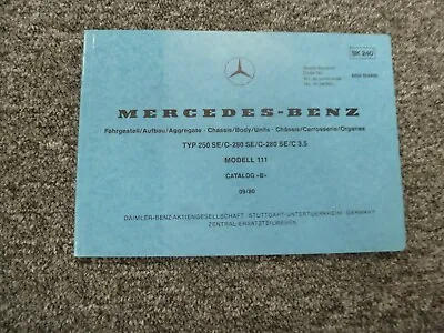 1965-1967 Mercedes Benz 250SE 3.5 Coupe Convertible Parts Catalog Manual 1966 • $203.27