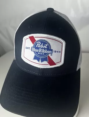 Pabst Blue Ribbon BEER Hat Cap EST 1844 Big Patch Spellout  Snapback PBR • $13.48