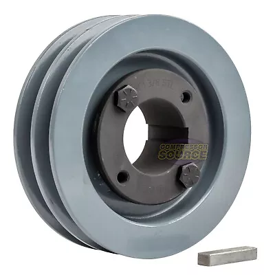 Cast Iron 4.5  Dual Groove Belt A Section 4L Pulley W/ 1-3/8  Sheave Bushing • $54.95