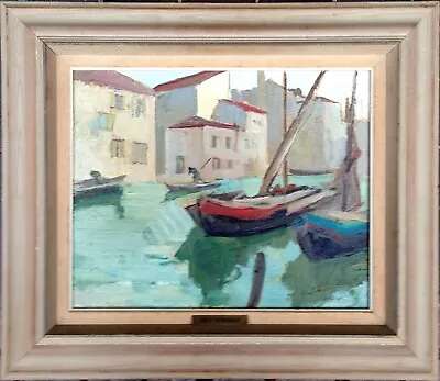 Knut Norman (1896-1977): BOATS IN VENICE CANAL Original Oil Painting RESERVED • £320.46