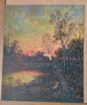 Vintage Jigsaw Puzzle Wooden  In The Gloaming	200	9x13 • $15.13