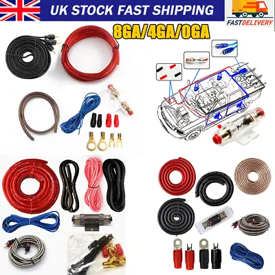 £6.97 • Buy 8/4/0 AWG GAUGE Car Amp Audio Amplifier Cable Subwoofer Wiring Kit High Quality
