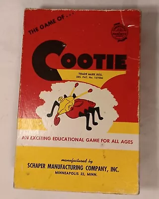 Vintage 1949 W.H. Schaper Cootie Game In The Original Box Incomplete Parts Only • $12.49