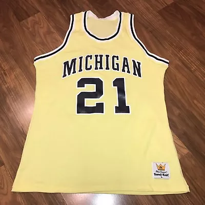 NEW Large Vtg Sand Knit MICHIGAN WOLVERINES Fab Five Basketball Jersey L NOS • $21.99