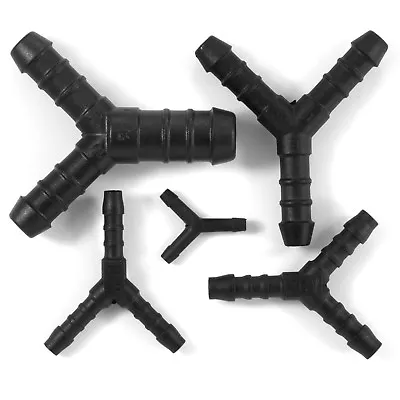 Y Piece Pipe Hose Connector Plastic Barbed Joiner Tubing Splitter 3 Way Reducer • £2.99