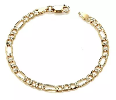 9ct Gold On Silver Babies / Childrens Figaro Bracelet - 6 INCH • £12.95