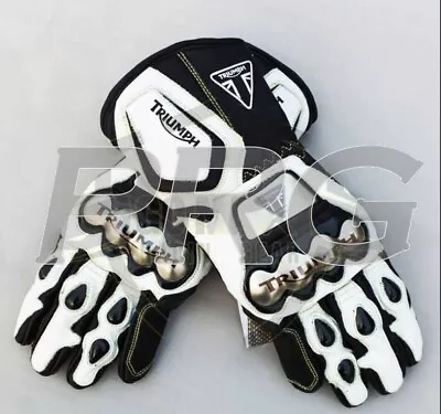 Triumph Motorcycle Gloves Motorbike Racing Leather Gloves Bike Racing Gants • $118