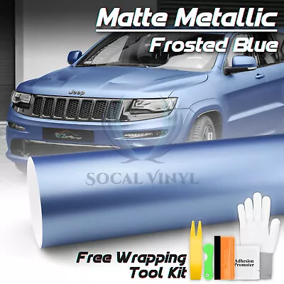 Premium Matte Metallic Satin Pearl Frosted Blue Vinyl Car Wrap Sticker Decal DIY • $20