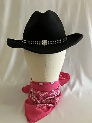 Bullhide Girls Small Black Wool Hat With BLING For Your Princess Cowgirl • $17.50