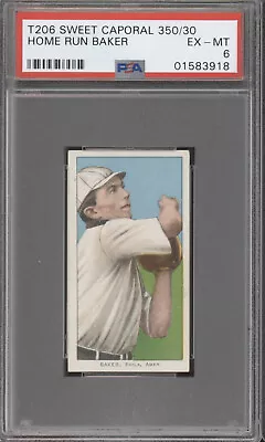 1909-11 T206 Sweet Caporal Philadelphia 350/30 #30 Home Run Baker EX-MT PSA 6 • $1075