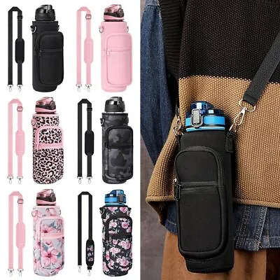$17.99 • Buy With Adjustable Strap Bottle Case Insulated Bag Water Bottle Cover Cup Sleeve
