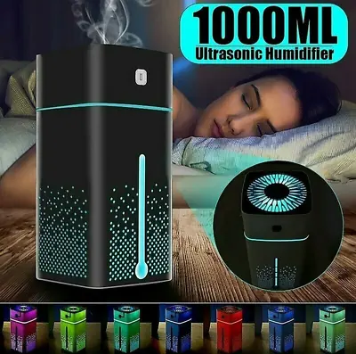 $16.59 • Buy 1000ML Ultrasonic Air Humidifier USB LED Purifier Aroma Essential Oil Diffuser