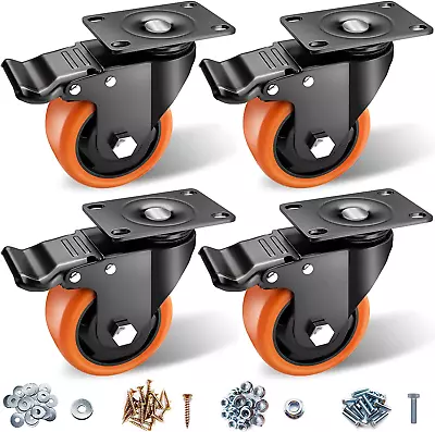 Castor Wheels 75Mm 3 Inch Castors Wheels Sets 4 Castor Wheels Heavy Duty -  Sw • $43.08