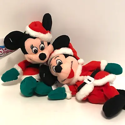 Vintage Disney Store Mickey & Minnie Mouse Christmas Mini Bean Bag Plush Toys 7  • $12.99