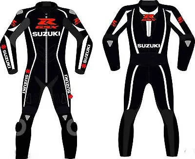 SUZUKI Black Custom *GSXR* Motorbike Leather Suit Racing Motorcycle Suit • $399.99