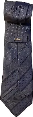 Brioni Charcoal Gray With Geometric Patterns Silk Necktie • $30