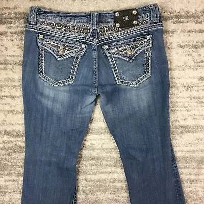 Miss Me Jeans Womens 32 Low Rise Easy Bootcut Blue Flap Pocket Measure 34x31 • $24.95