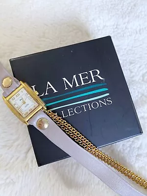 La Mer Collections Taupe Wrap Watch With Gold Chain • $29.99