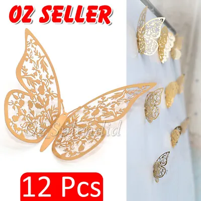 $4.45 • Buy 12 Pk 3D Butterfly Wall Decals Stickers Removable Kids Nursery Decoration AU