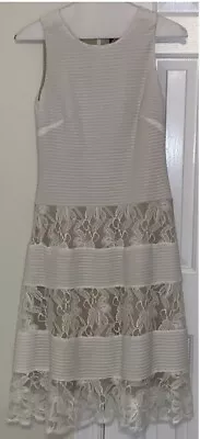 Gabby Skye Dress Sz 10 Ivory Lace Sleeveless Fit Flare Midi • $20