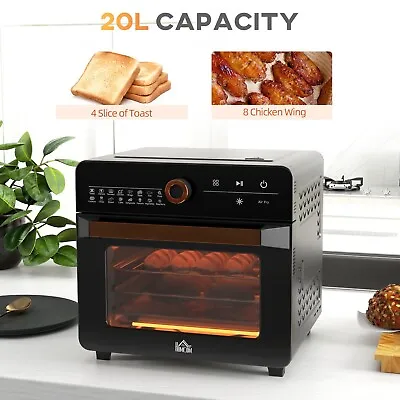 20L Countertop Mini Oven Air Fryer Oven With 17 Presets 1400W Black • £97.52