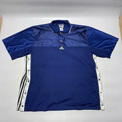 Vintage Adidas Warm Up Jersey Polo Mens Button Up Side Basketball Size XXL Tall • $34.40