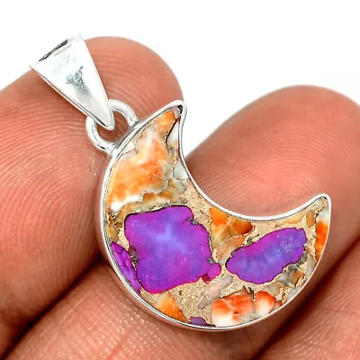 Moon - Composite Spiny Oyster & Arizona Turquoise Silver Pendant CP43612 • $18.64